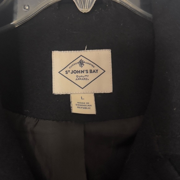 St. John's Bay Black Wool Coat Size L - Picture 2 of 4
